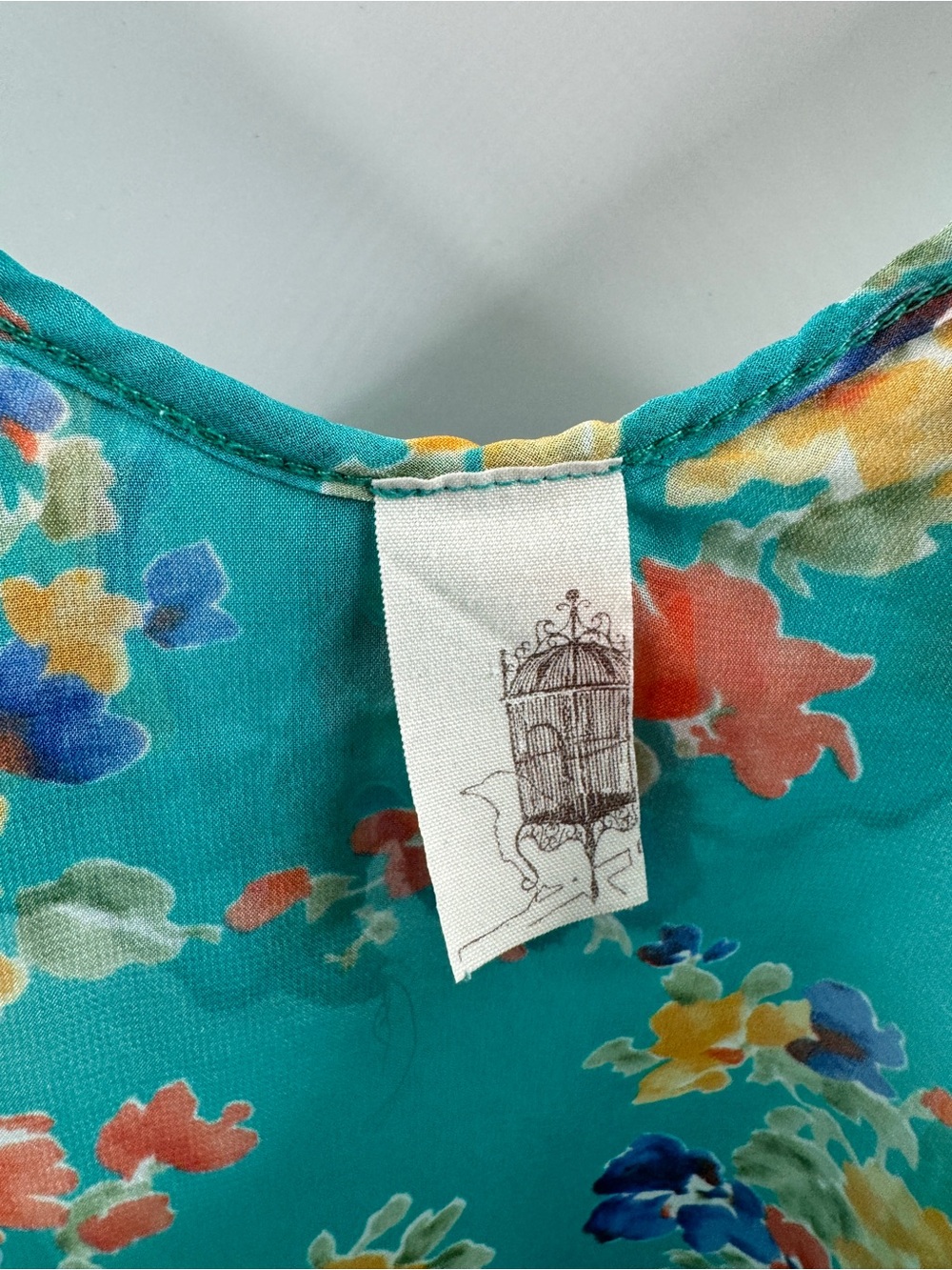 Francesca's Turquoise Floral Sheer Cami Tank Top – Women's Small - Picture 4 of 8